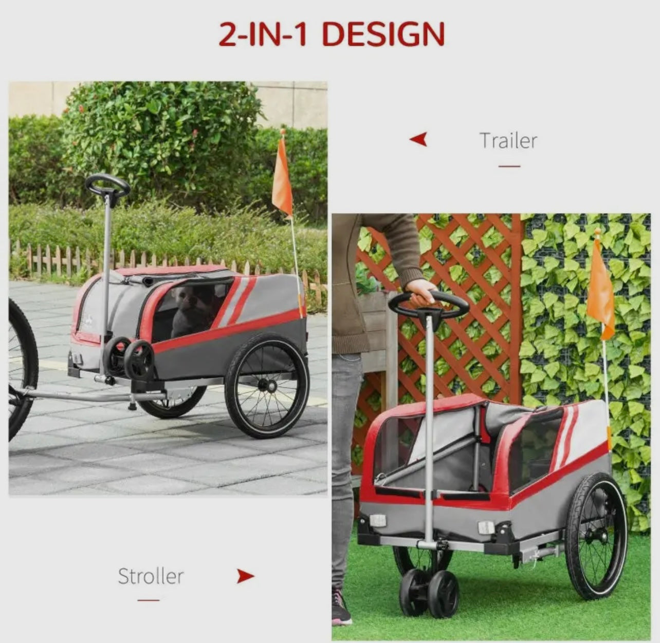 Pet Bike Trailer 2 in 1 Travel Stroller