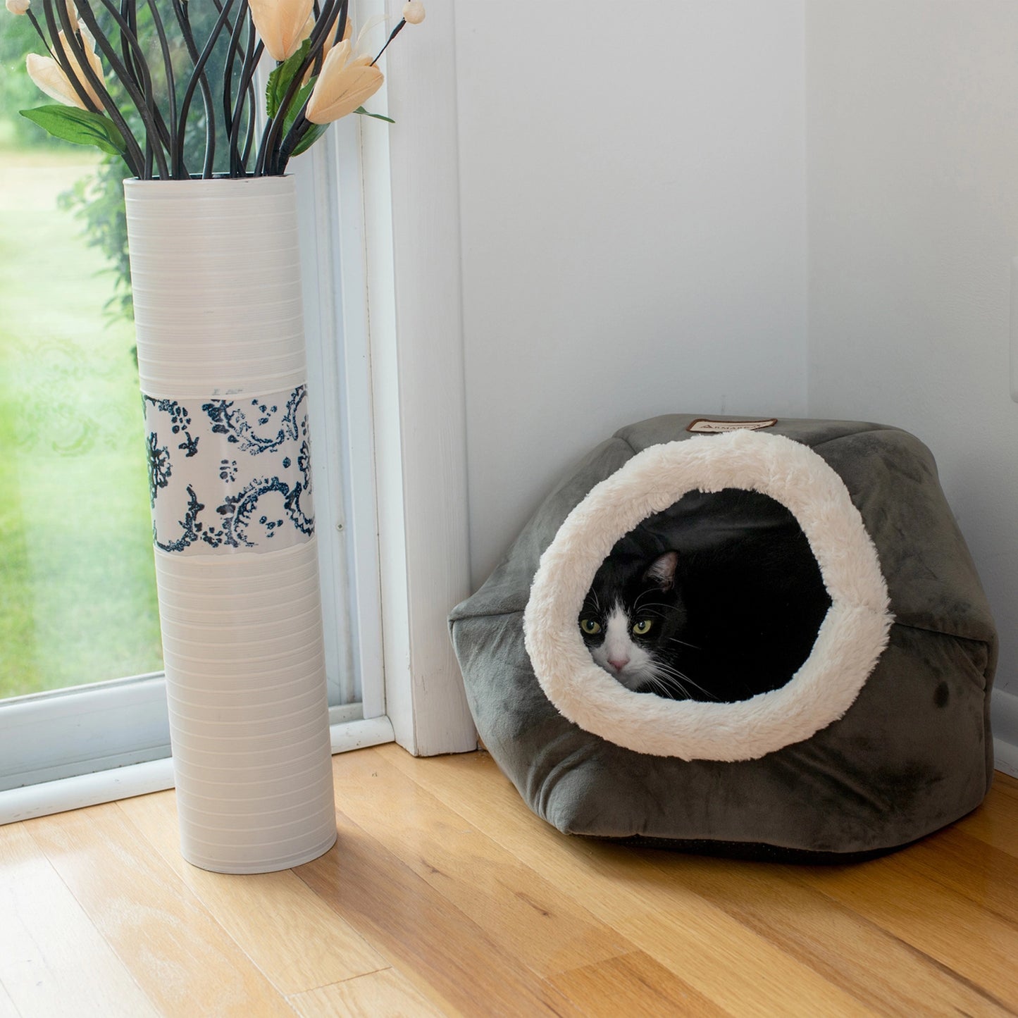 Velvet Warm Cat Cave Hideout Bed