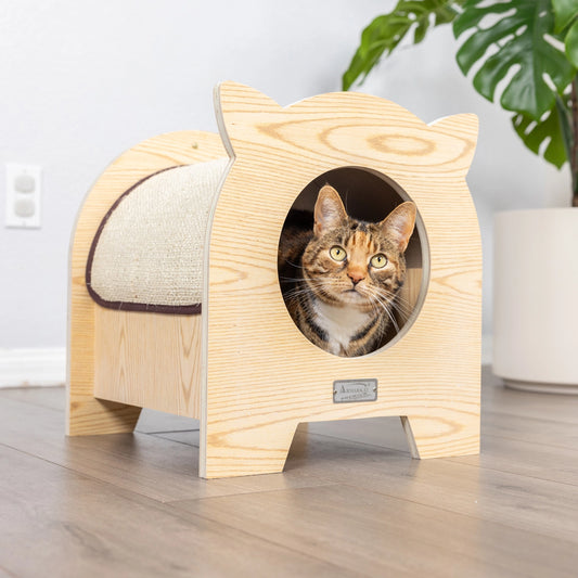 Wooden Cat Scratcher Hideaway Bed