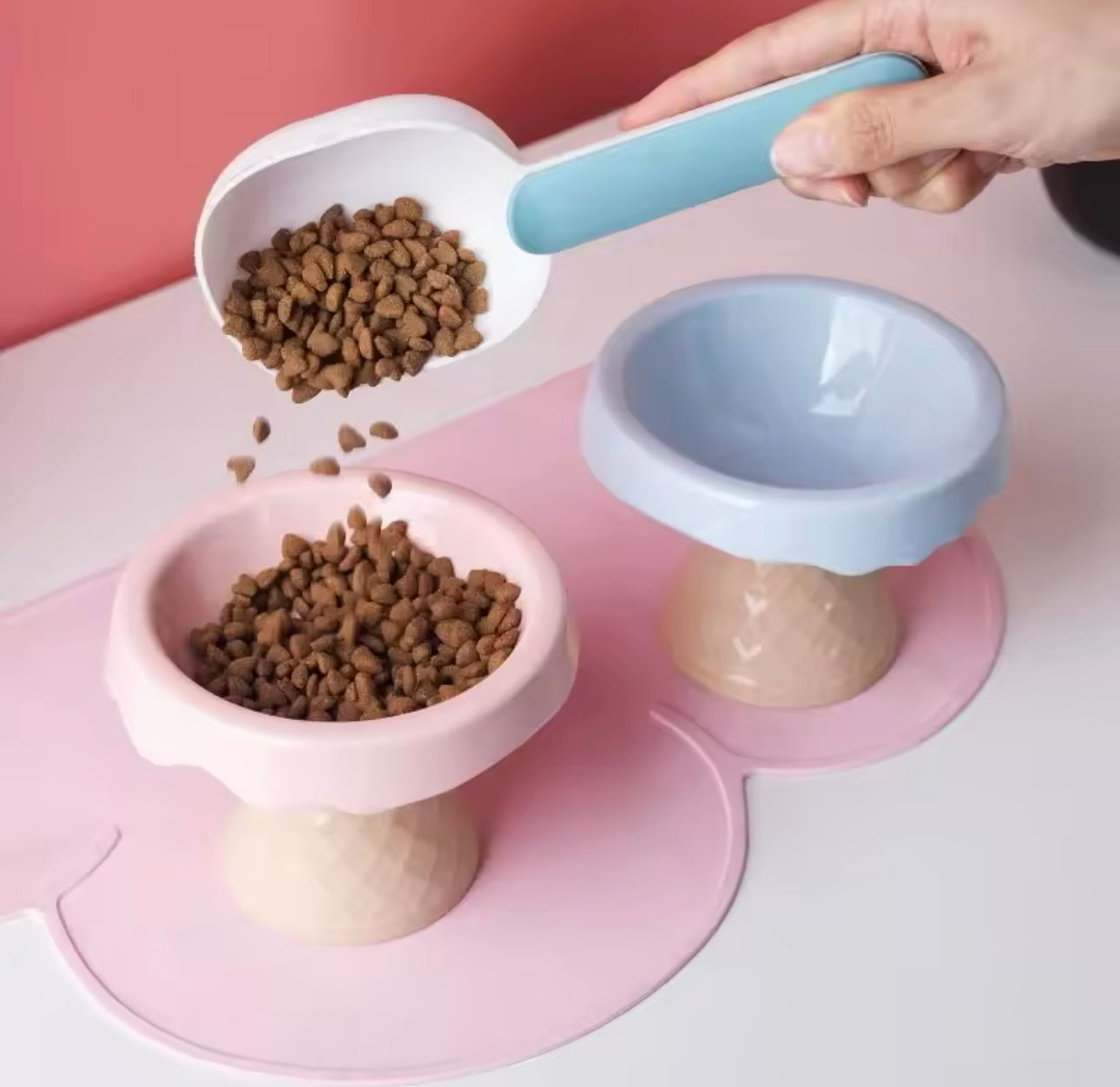 Ice Cream Cone Ceramic Elevated Cat Food Dish