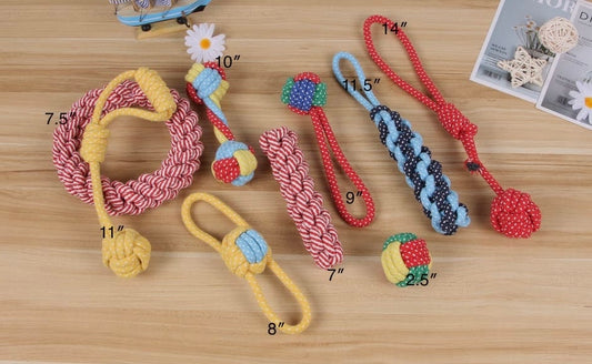 Handmade Cotton Rope Toys - Pack of 9