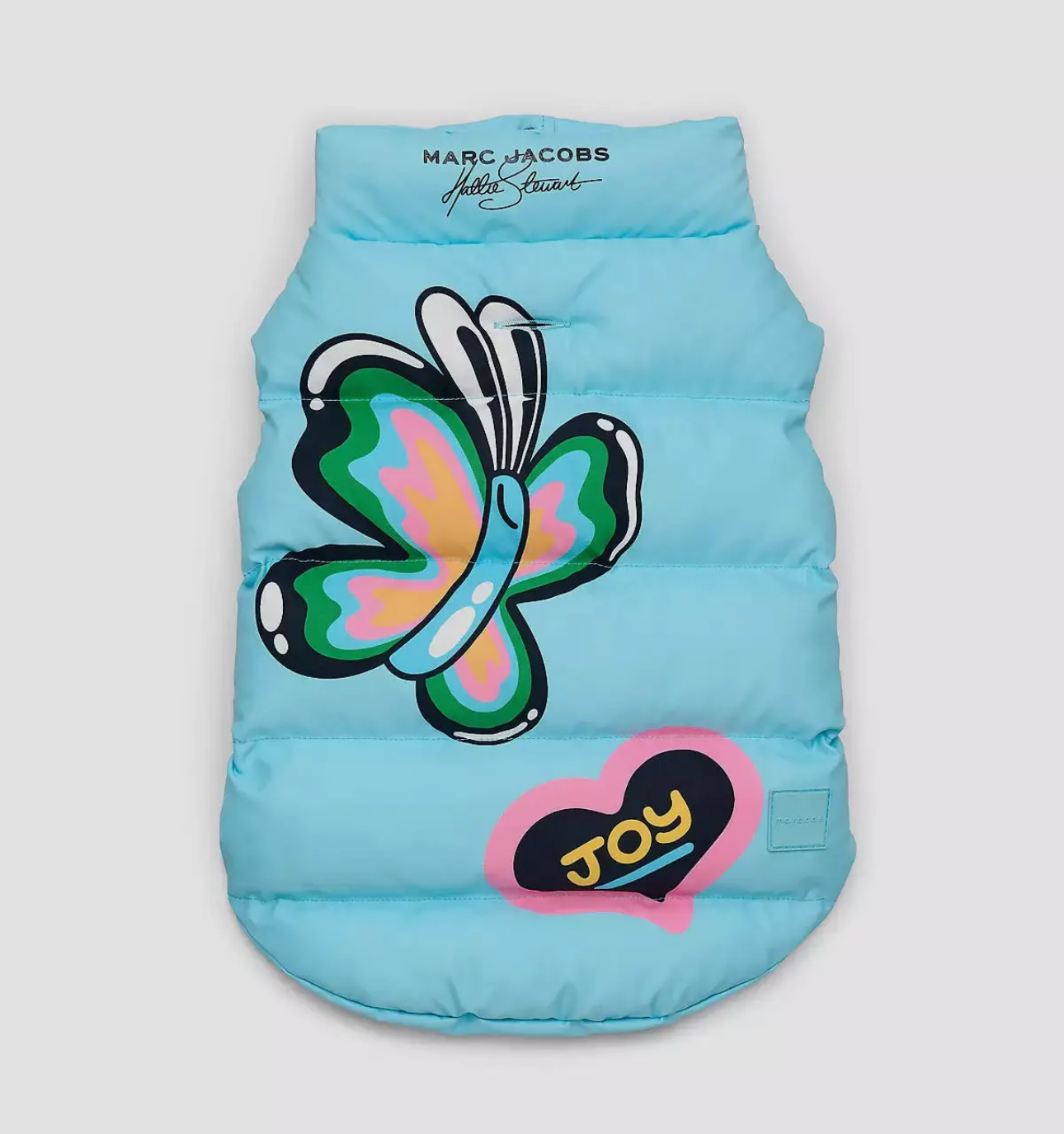 Marc Jacobs x Hattie Stewart Blue Butterfly Flower Design Puffer Dog Vest