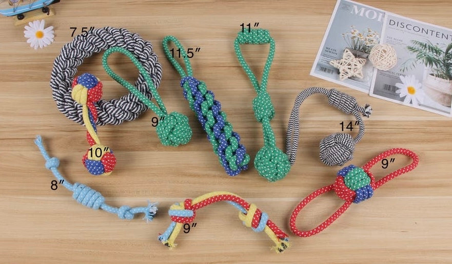 Handmade Cotton Rope Toys - Pack of 9