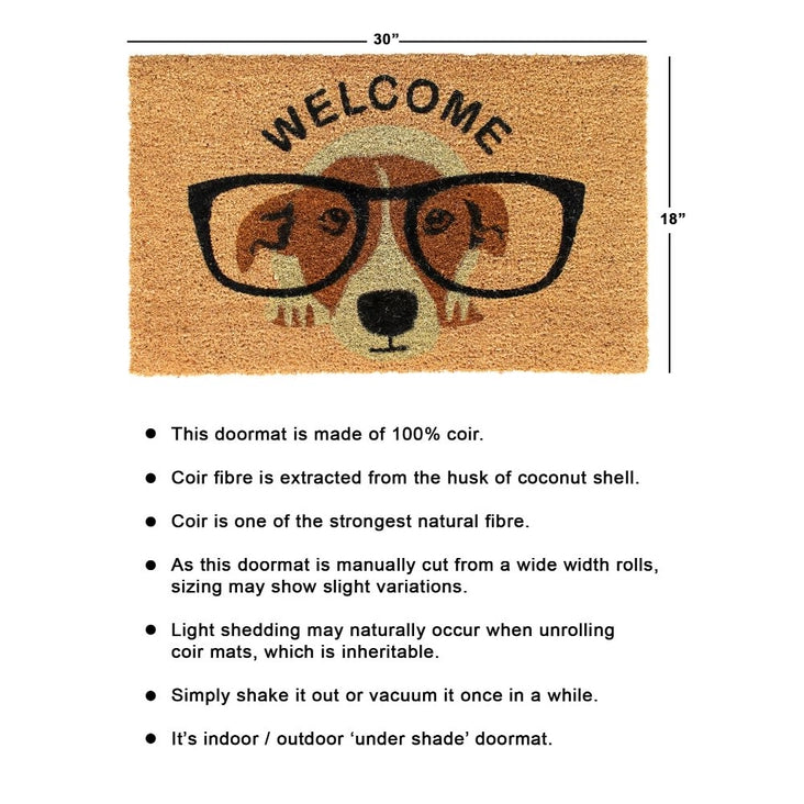 Cute Dog with Glasses Welcome Doormat