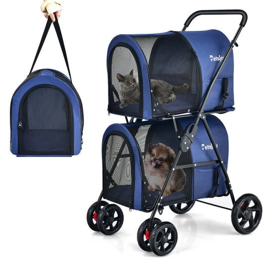 Double Folding 4 in 1 Pet Stroller