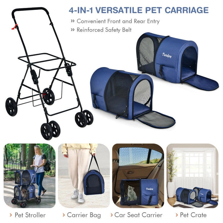 Double Folding 4 in 1 Pet Stroller