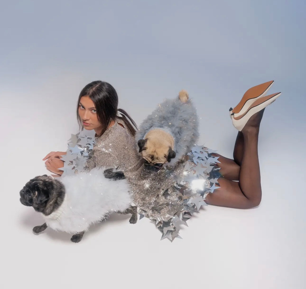 Holiday Glitz Fluffy Feather Pet Sweater - Christian Cowan x Maxbone