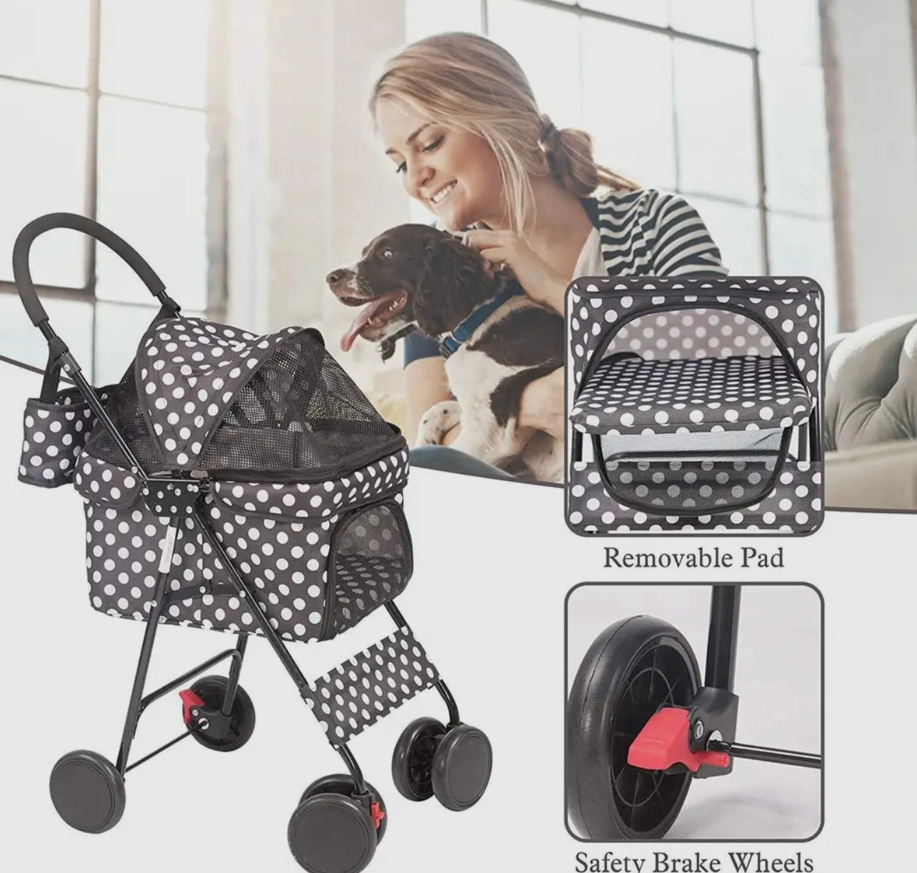 Polka Dot Pet Stroller