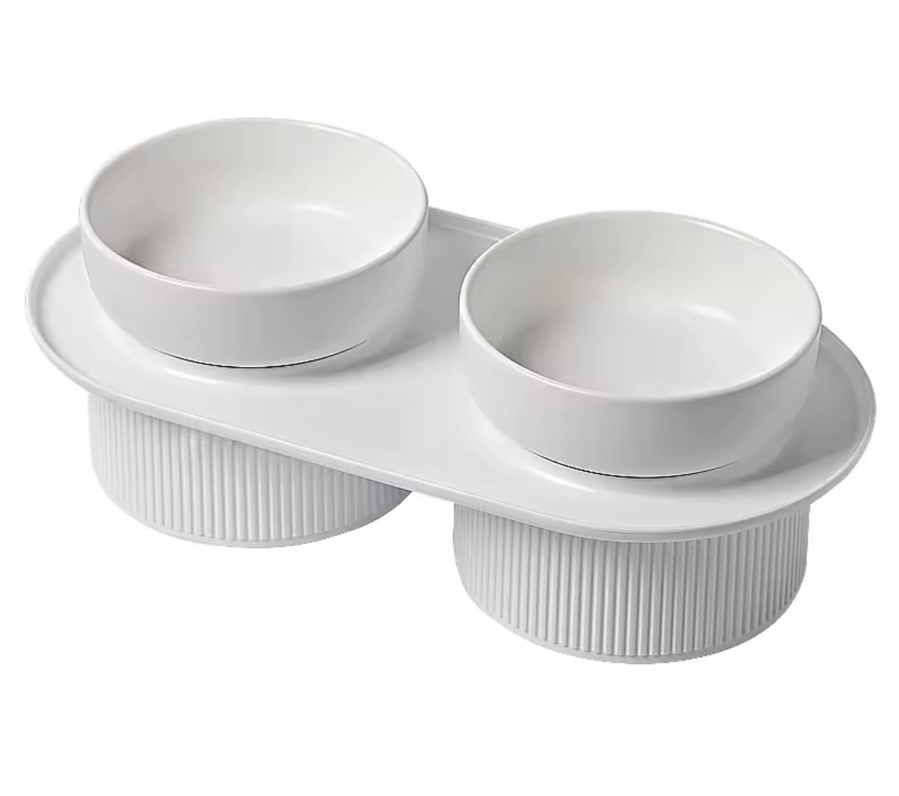 Double Ceramic Elevated Dog and Cat Food and Water Bowls