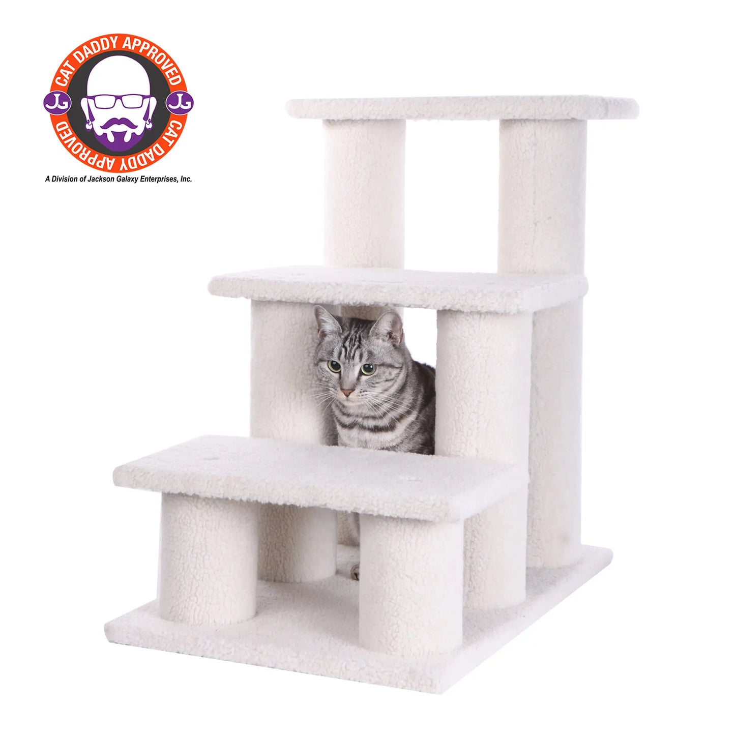 Real Wood 3 Step Cat and Dog Stairs 25"