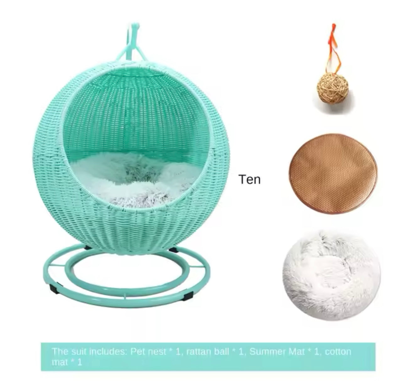 Rattan Round Hanging Pet Basket Bed