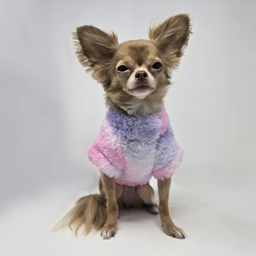 Tie Dye Pink & Purple Soft Plush Dog Pullover