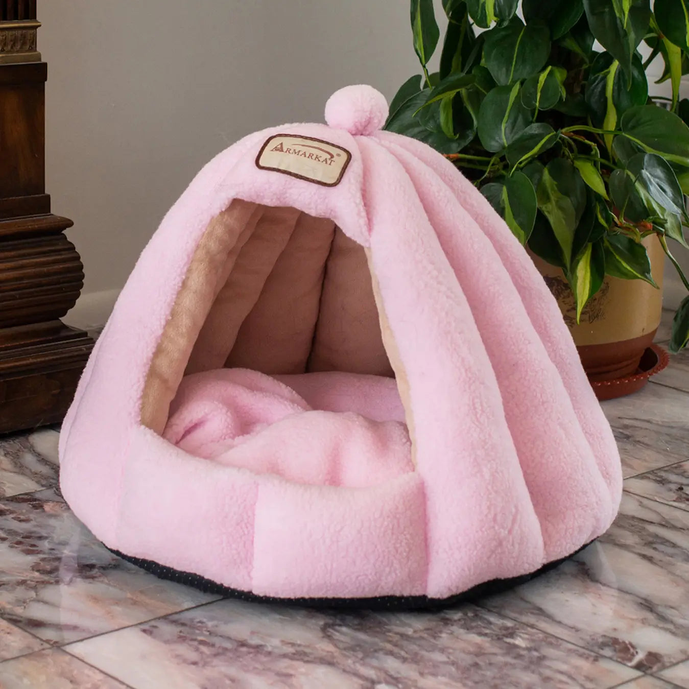 Pink Plush Gumdrop Pet Bed