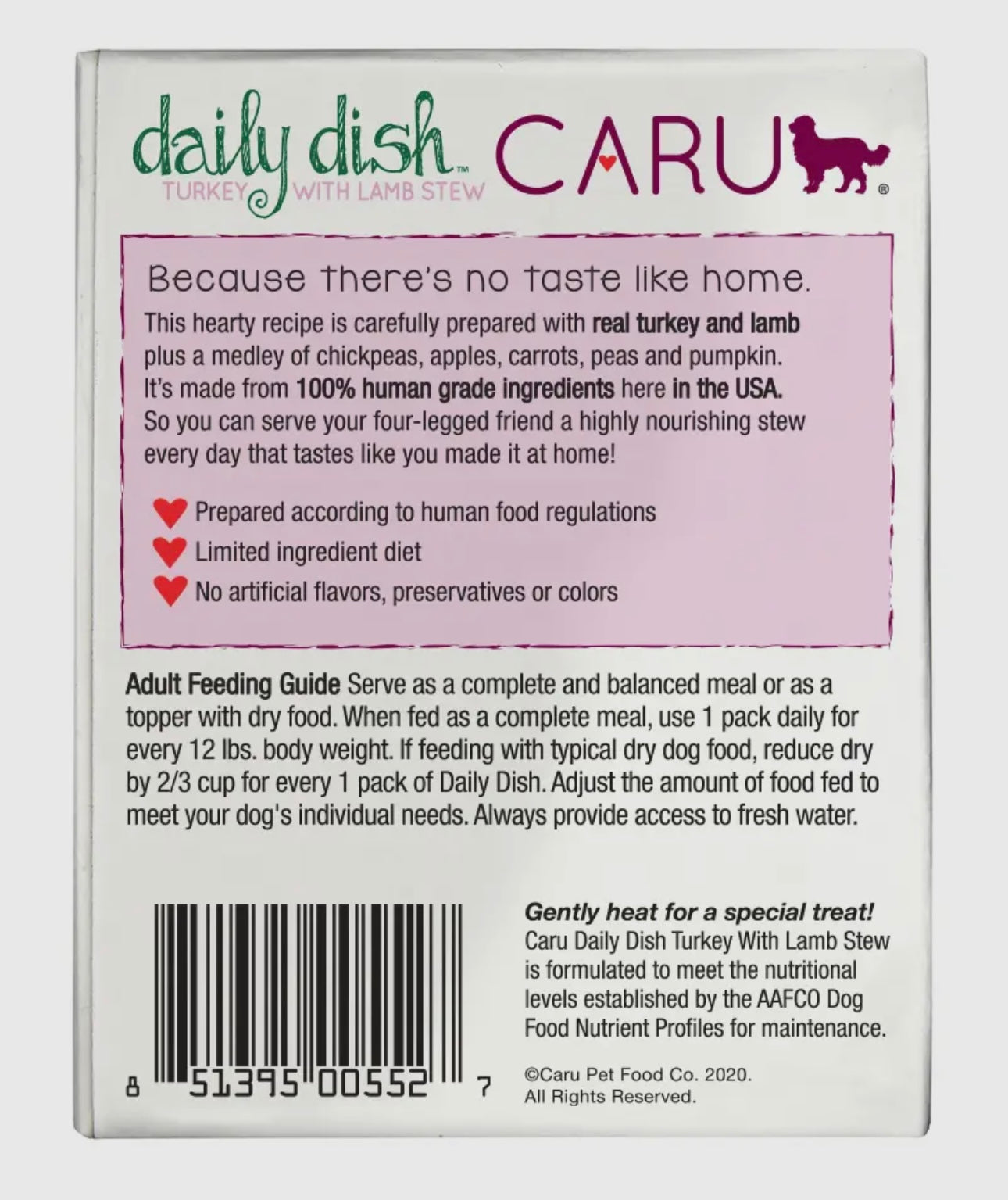 Caru Daily Dish Turkey with Lamb Stew for Dogs