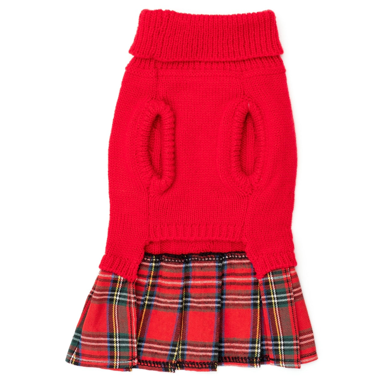 Turtleneck Plaid Dog Sweater Dress