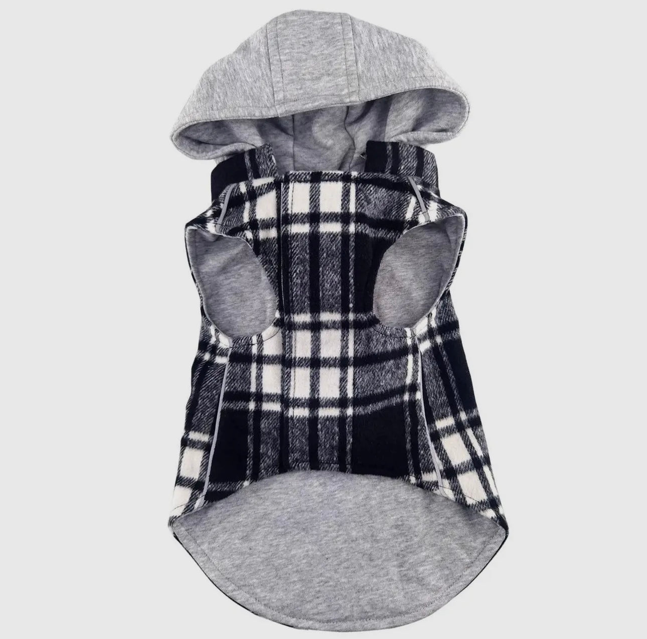 Weekender Black and White Plaid Flannel Hoodie Dog Sweatshirt