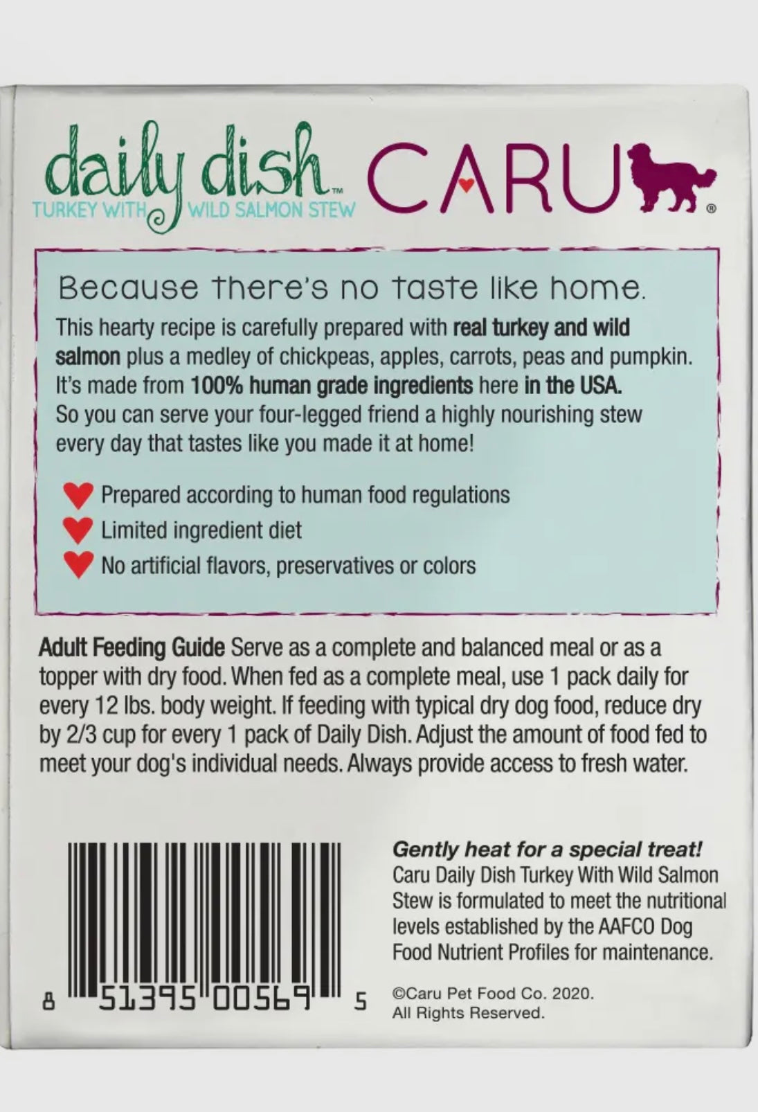 Caru Daily Dish Turkey with Wild Salmon Stew for Dogs