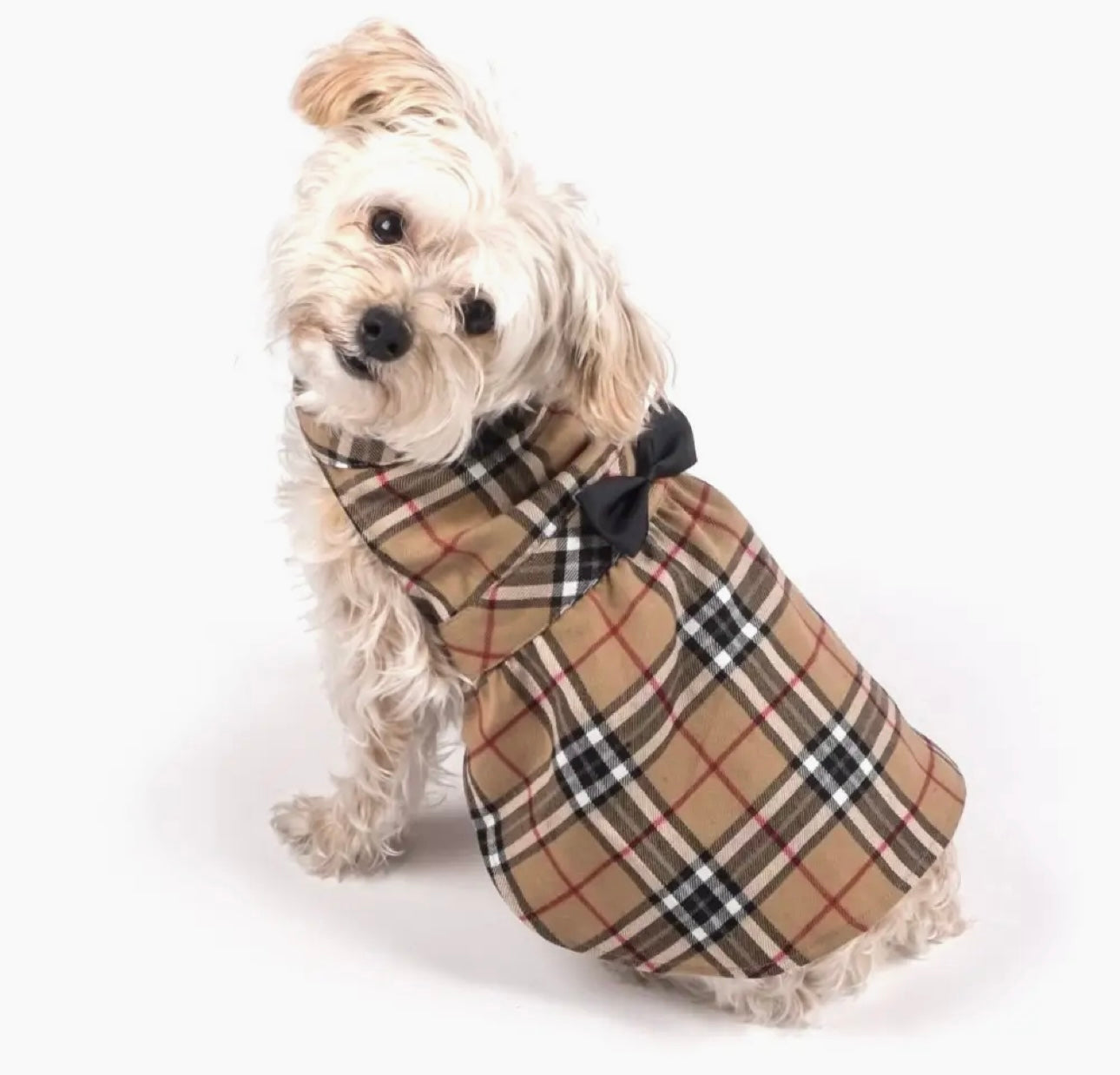 Beige Plaid Dog Dress