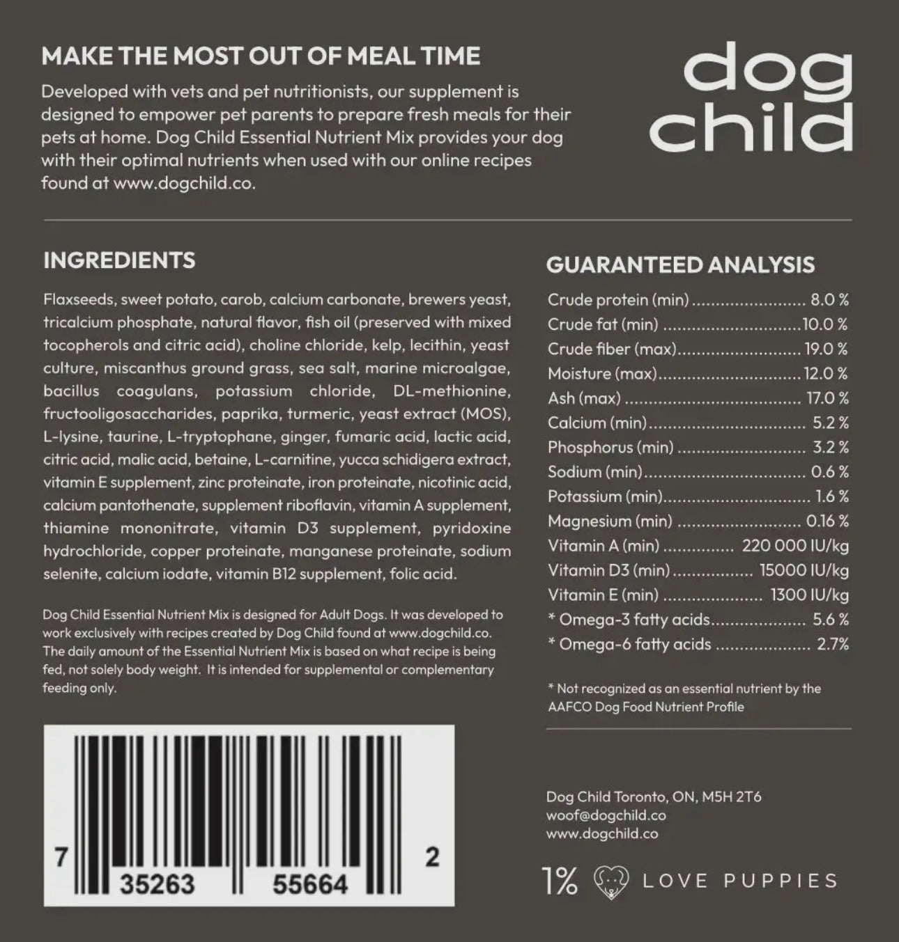 Dog Child Essential Nutrient PreMix for Dogs