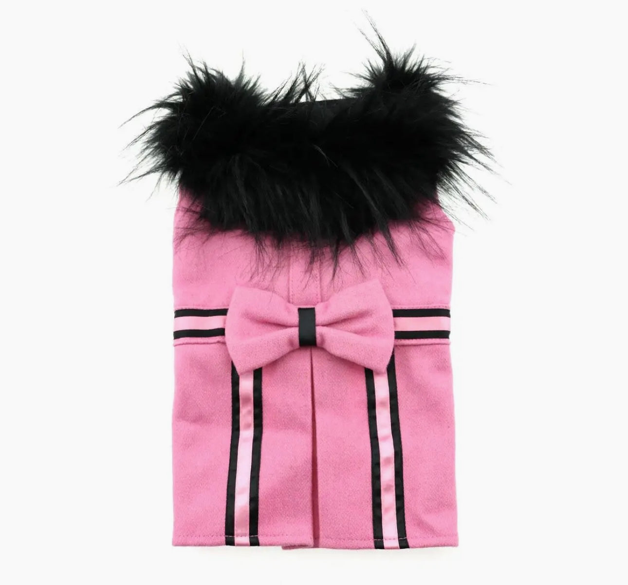 Pink Wool Fur Trimmed Dog Harness Coat