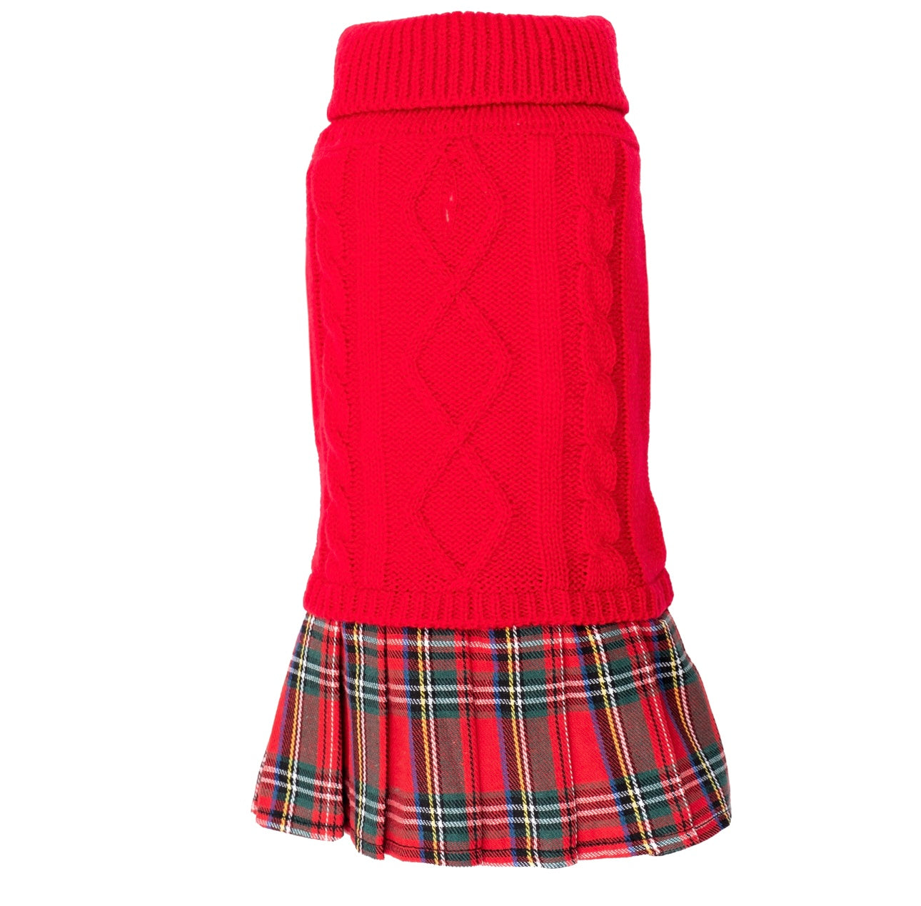 Turtleneck Plaid Dog Sweater Dress