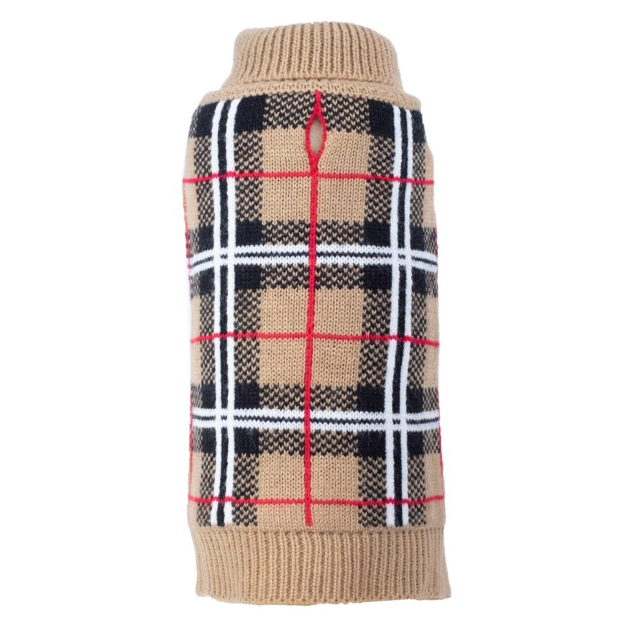 Beige Plaid Dog Sweater