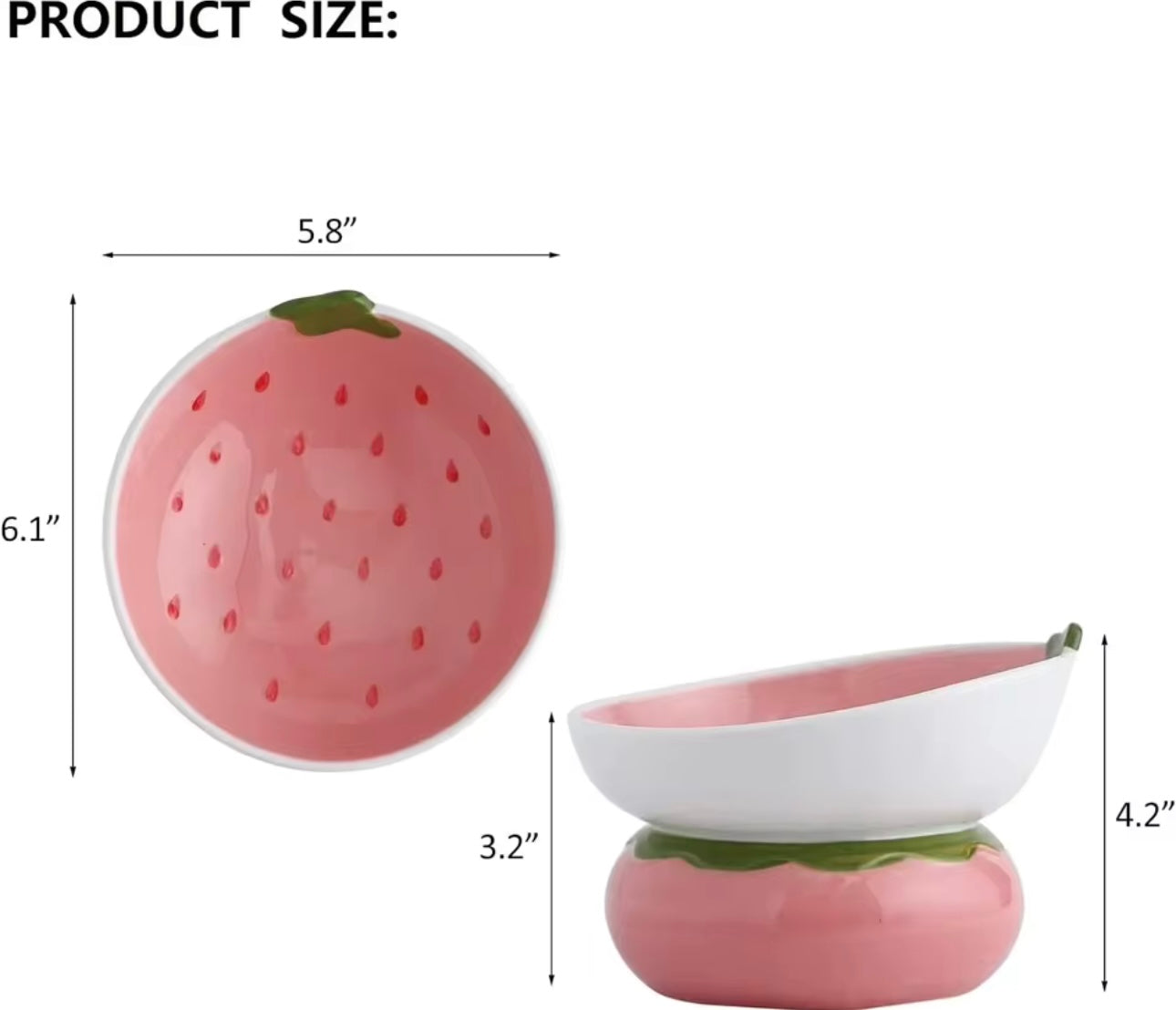 Strawberry Elevated Ceramic Cat Food Bowl