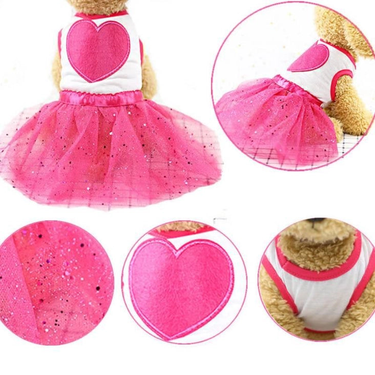 Pink Heart Tutu Dog Dress