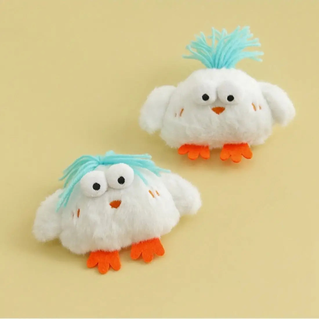 Plush Interactive Fuzzy White Chicken Cat Toy