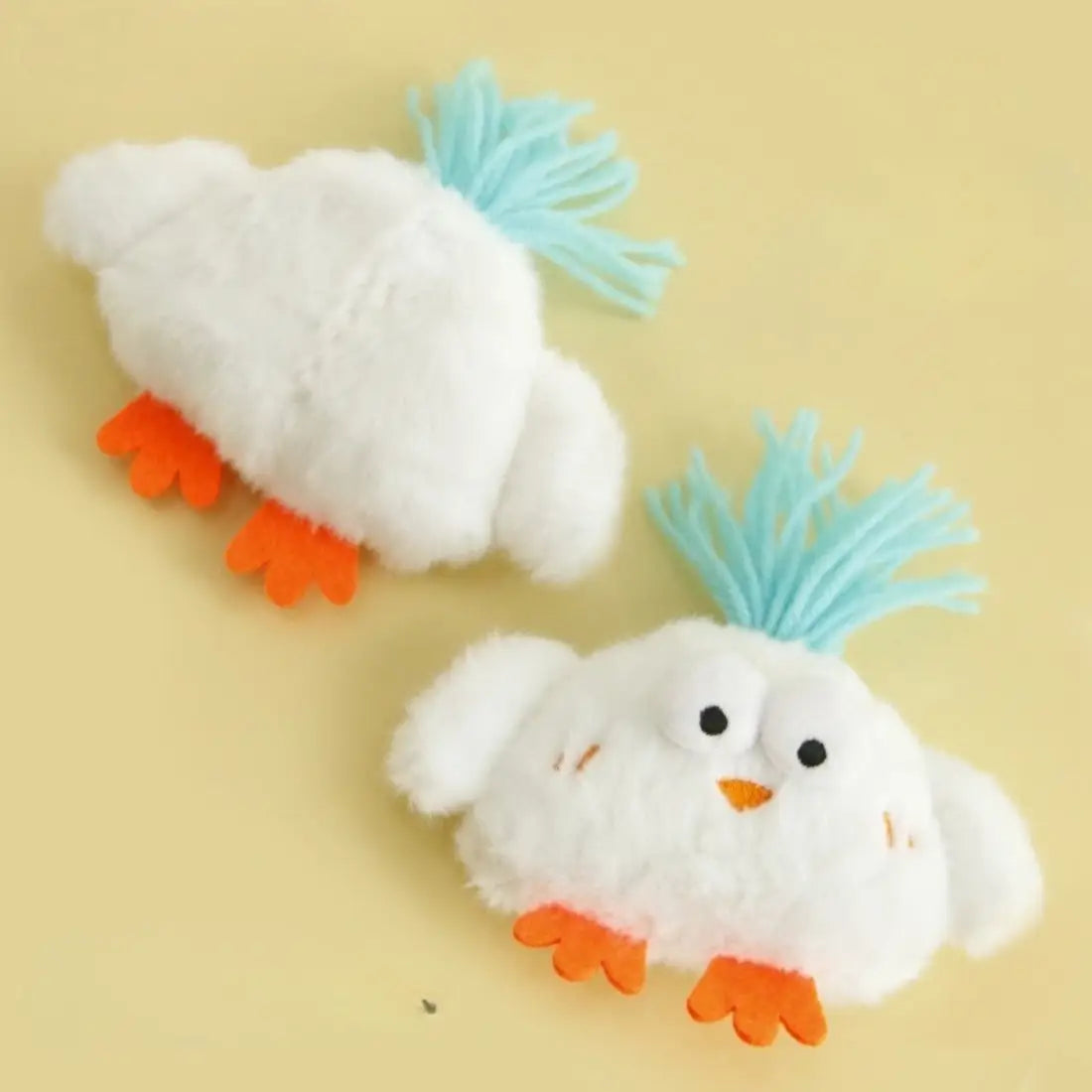 Plush Interactive Fuzzy White Chicken Cat Toy