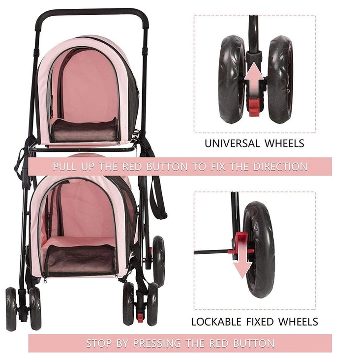 Pink 4 in 1 Double Decker Pet Stroller