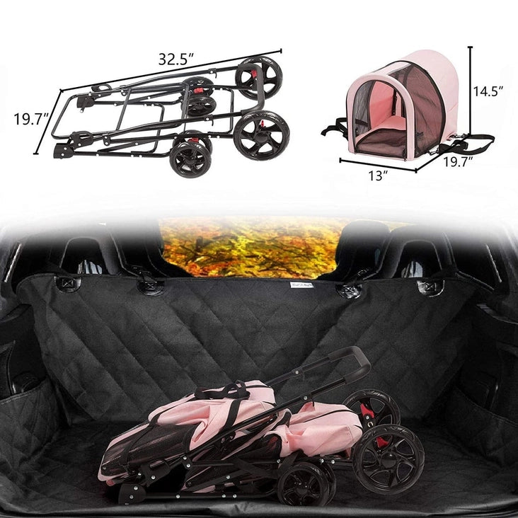 Pink 4 in 1 Double Decker Pet Stroller