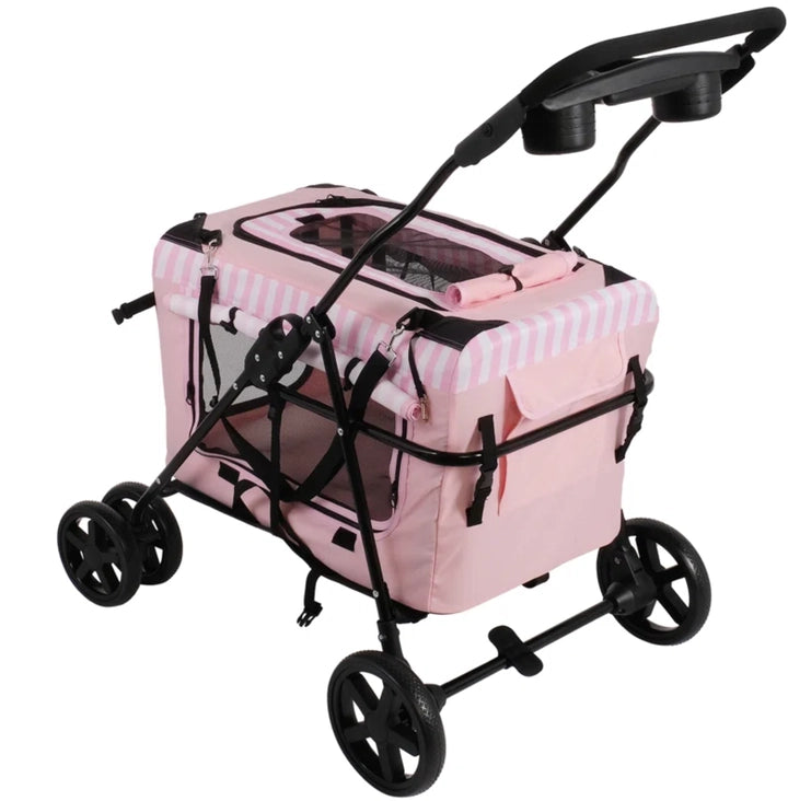 Pink Folding Detachable Travel Pet Stroller