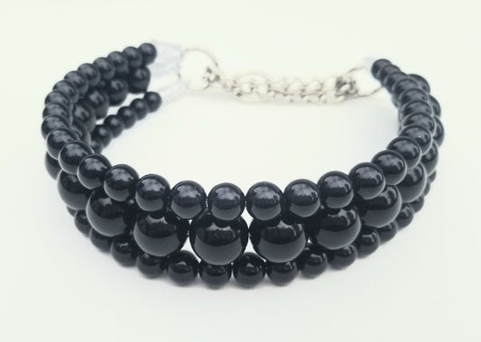 "The Via" Black ~ Glam Pearl Dog Collar