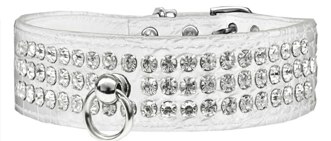 BLING RHINESTONE DESIGNER CROC DOG COLLAR - MULTIPLE COLORS