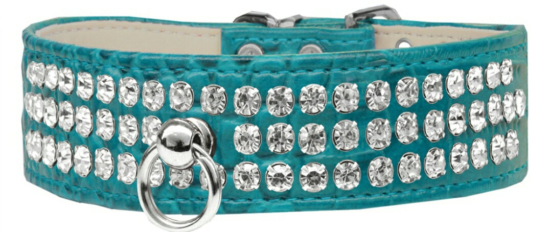 BLING RHINESTONE DESIGNER CROC DOG COLLAR - MULTIPLE COLORS