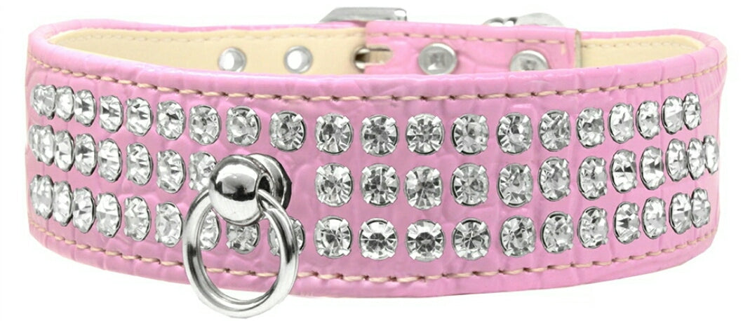 BLING RHINESTONE DESIGNER CROC DOG COLLAR - MULTIPLE COLORS