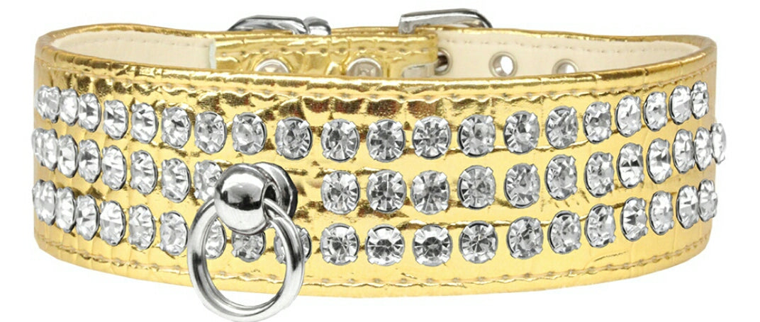 BLING RHINESTONE DESIGNER CROC DOG COLLAR - MULTIPLE COLORS