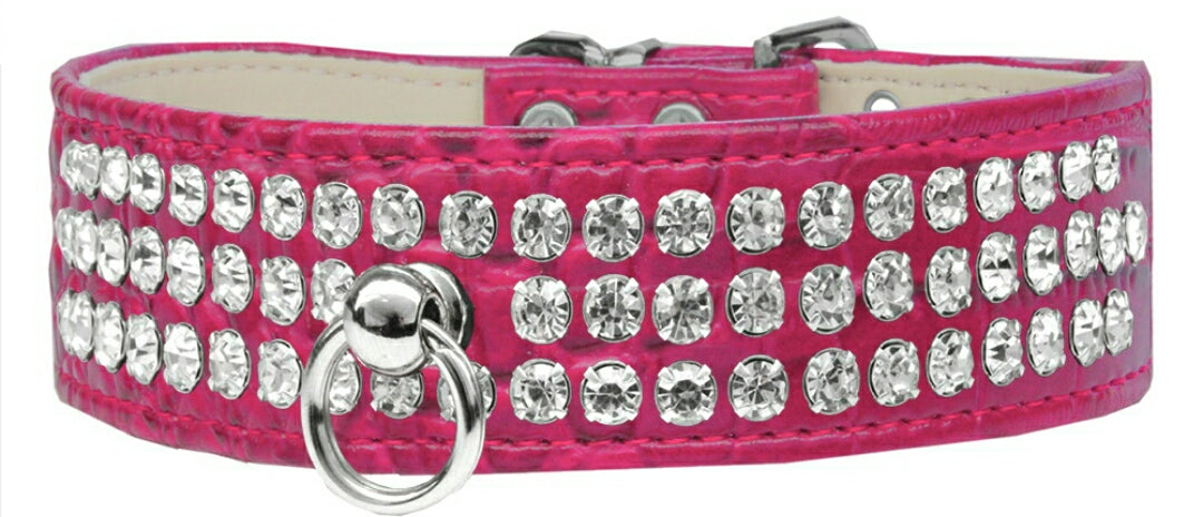 BLING RHINESTONE DESIGNER CROC DOG COLLAR - MULTIPLE COLORS