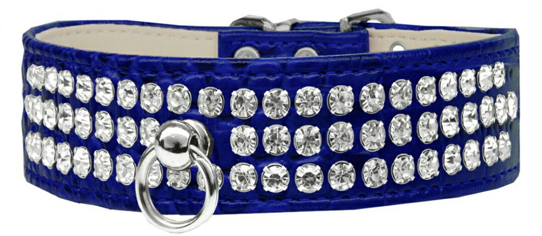 BLING RHINESTONE DESIGNER CROC DOG COLLAR - MULTIPLE COLORS