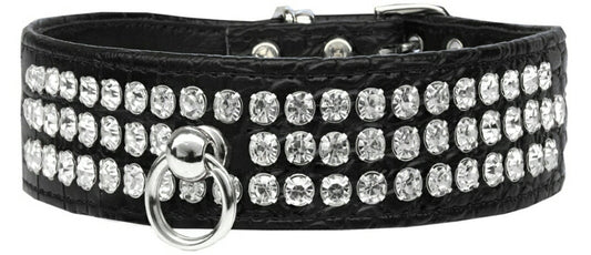 BLING RHINESTONE DESIGNER CROC DOG COLLAR - MULTIPLE COLORS