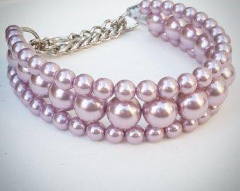 "The Via" in Lilac ~ Glam Pearl Dog Collar