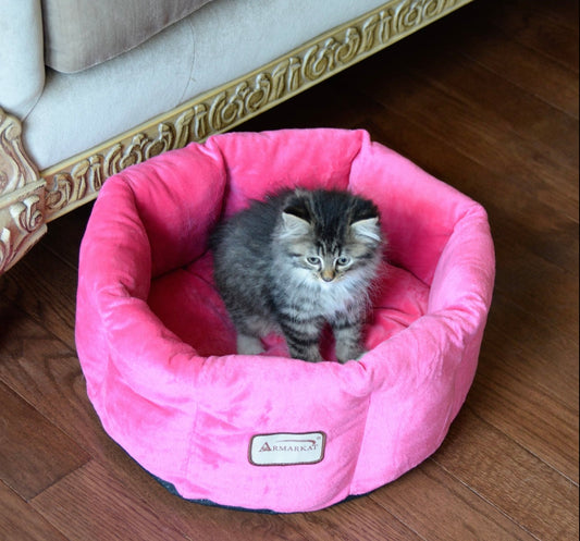 Luxurious Pink Velvet Pet Cuddle Bed