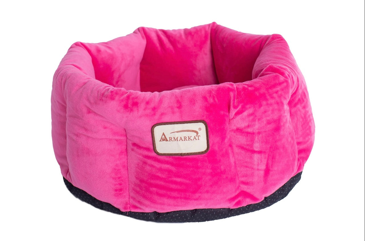 Luxurious Pink Velvet Pet Cuddle Bed